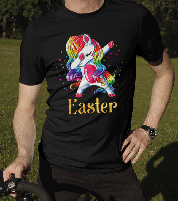Easter Customized Personalized Rainbow Unicorn Dabbing T-Shirt