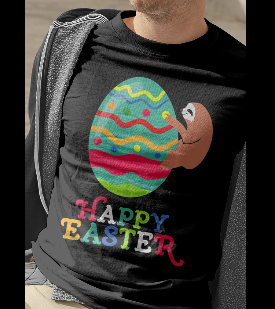 Happy Easter Sloth Colorful Egg T-Shirt