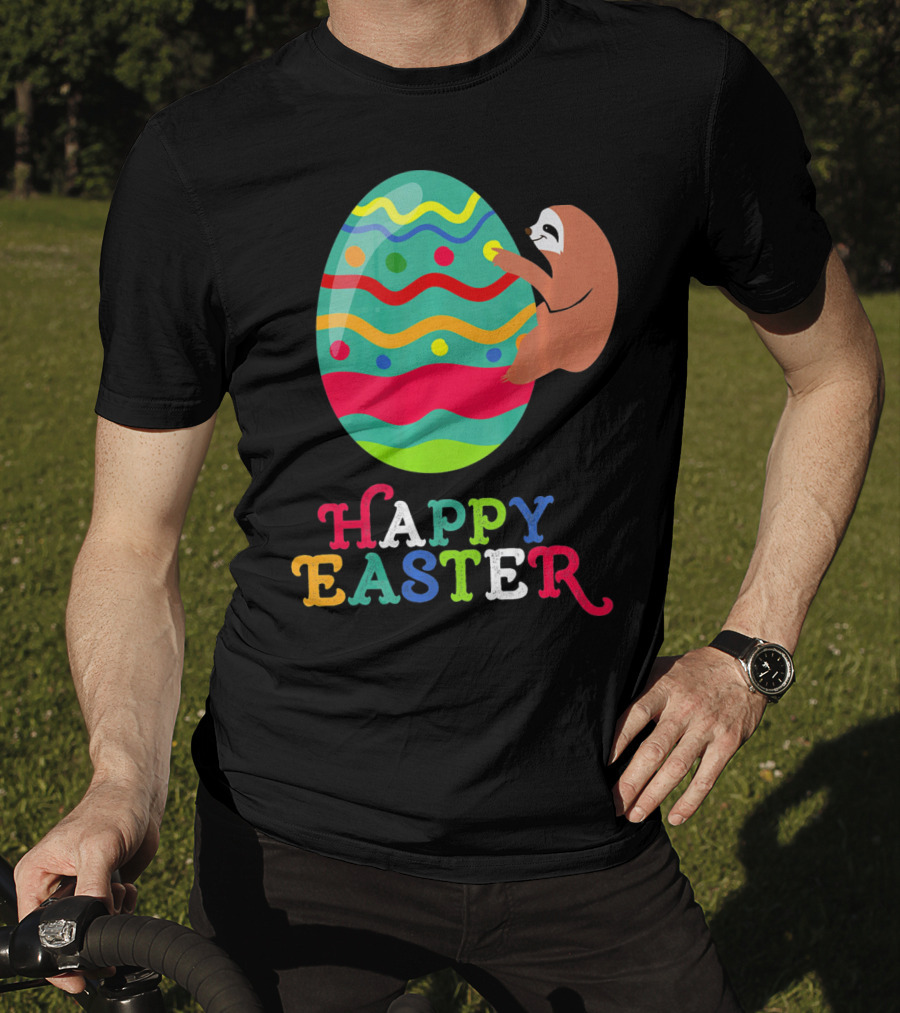 Happy Easter Sloth Colorful Egg T-Shirt