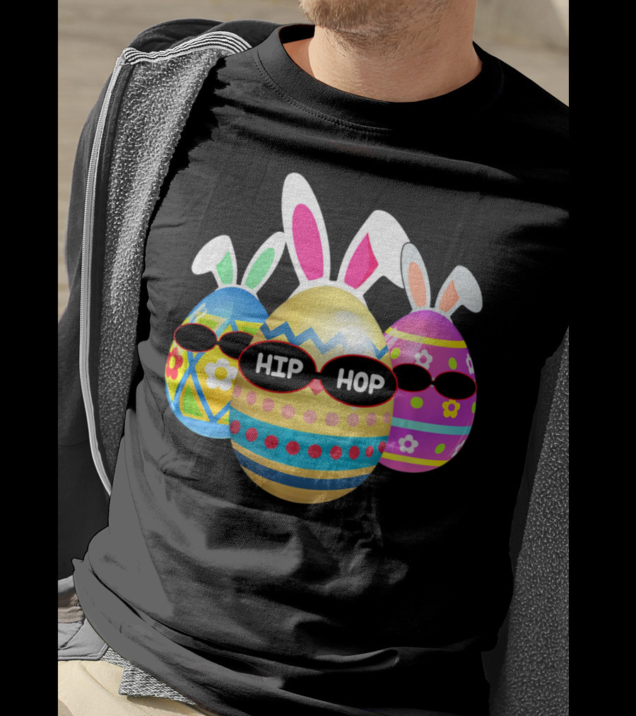 Hip Hop Bunny Eggs With Sunglasses T-Shirt