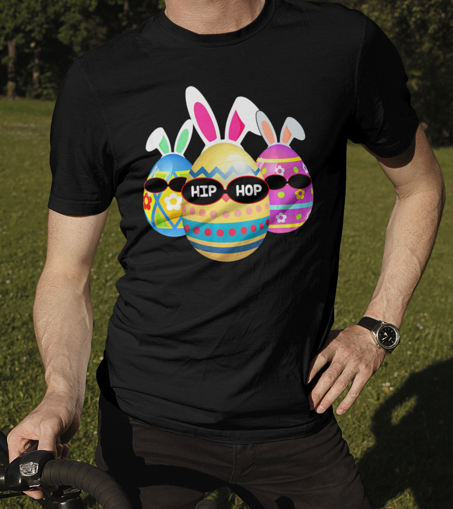 Hip Hop Bunny Eggs With Sunglasses T-Shirt