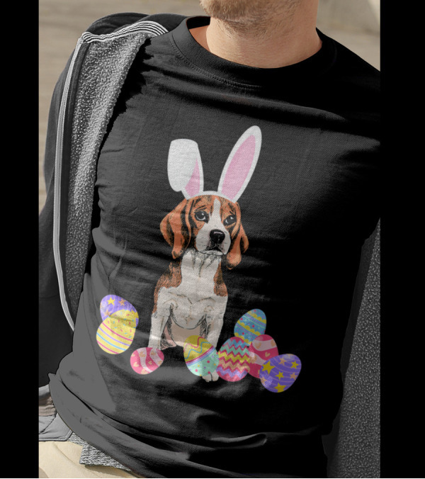 Beagle Bunny Rabbit Hat With Easter Eggs T-Shirt