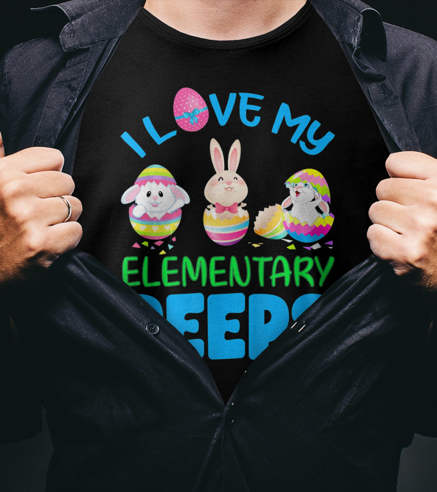 I Love My Elementary Peeps Easter Bunny Egg Friends T-Shirt