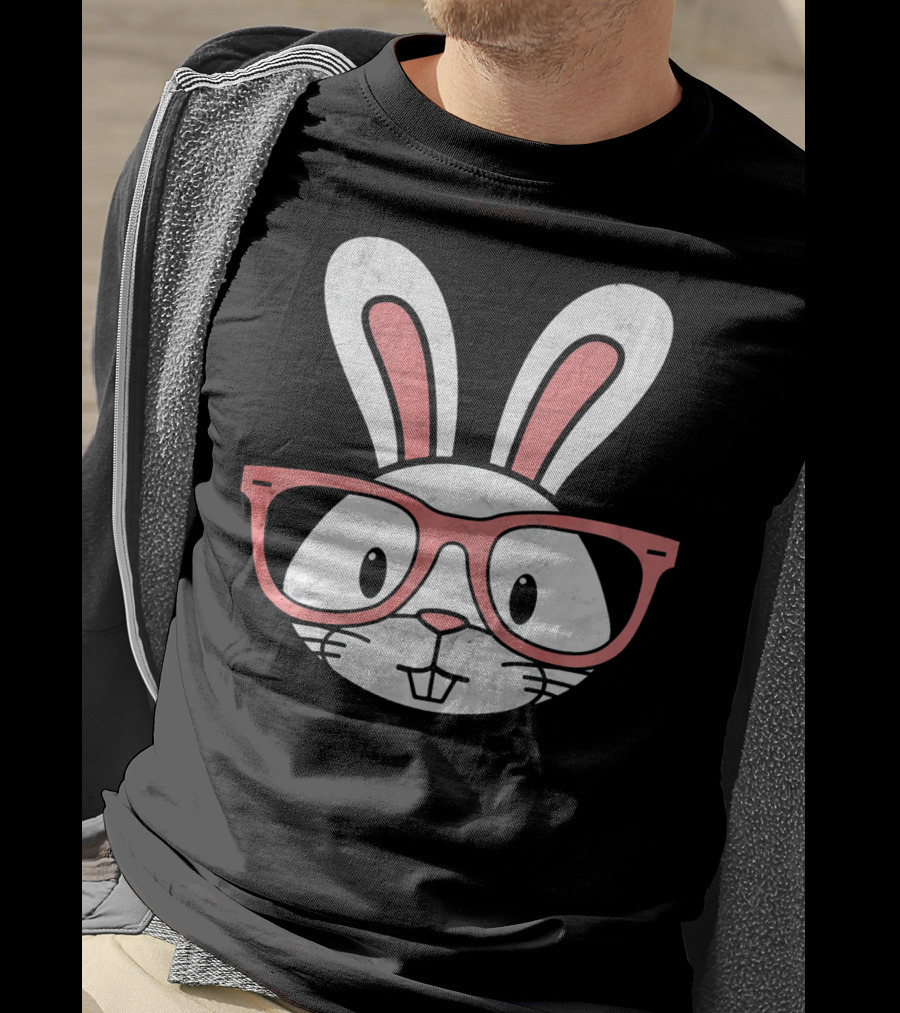Funny Easter Bunny Hipster Glasses T-Shirt