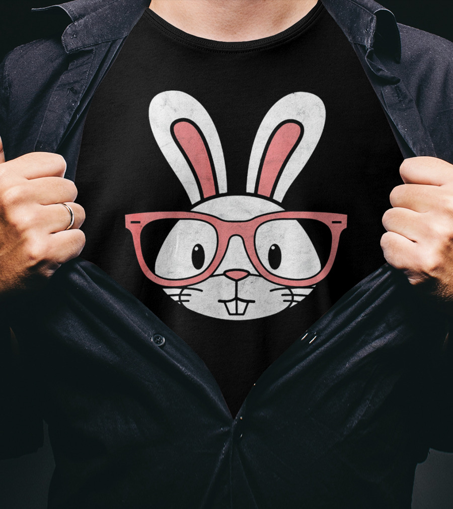 Funny Easter Bunny Hipster Glasses T-Shirt