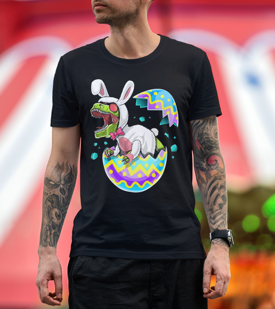 Happy Easter Rex Dinosaur Bunny in Eggshell Costume T-Shirt