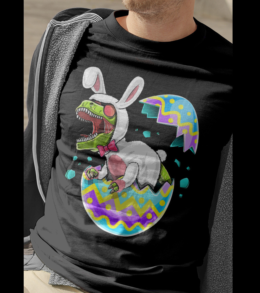 Happy Easter Rex Dinosaur Bunny In Eggshell Costume T-Shirt