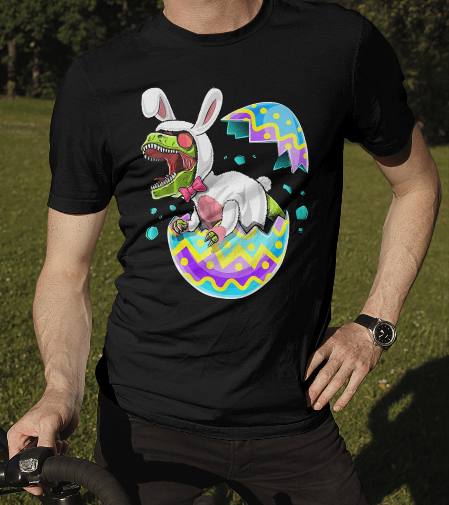 Happy Easter Rex Dinosaur Bunny In Eggshell Costume T-Shirt