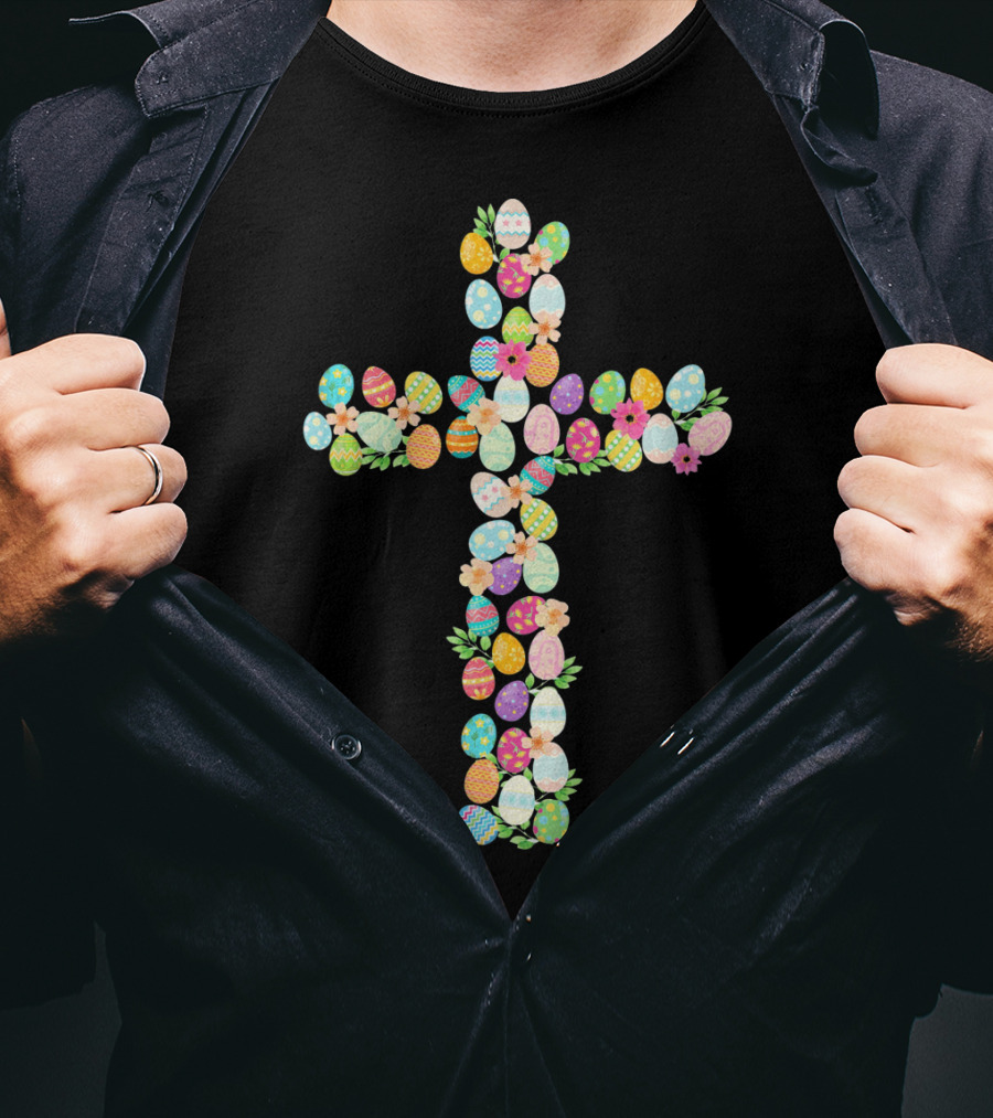 Easter Eggs Cross Christian T-Shirt
