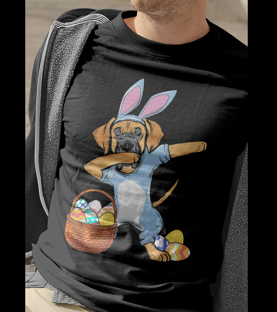 Dabbing Easter Bunny Great Dane With Basket Of Eggs T-Shirt