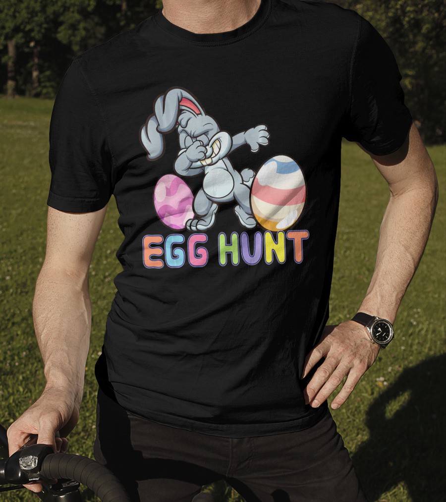 Dabbing Bunny Egg Hunt Easter Celebration With Colorful Eggs T-Shirt
