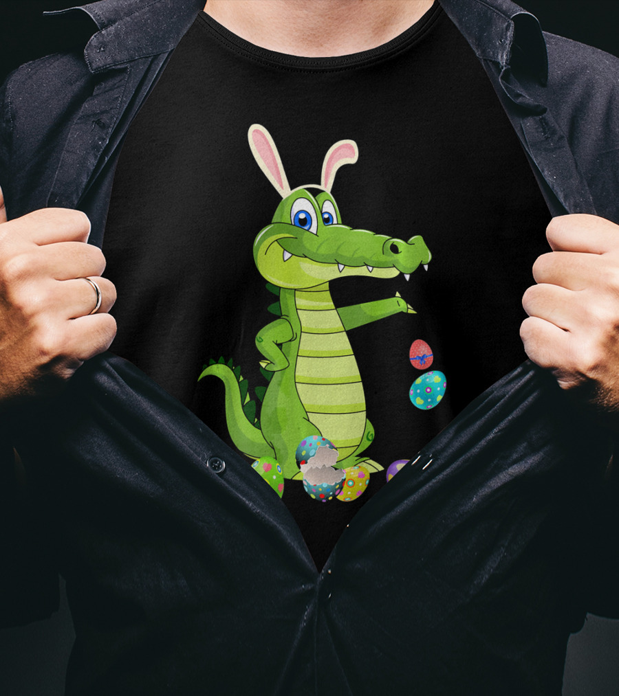 Alligator Bunny Rabbit Hat Easter Eggs T-Shirt