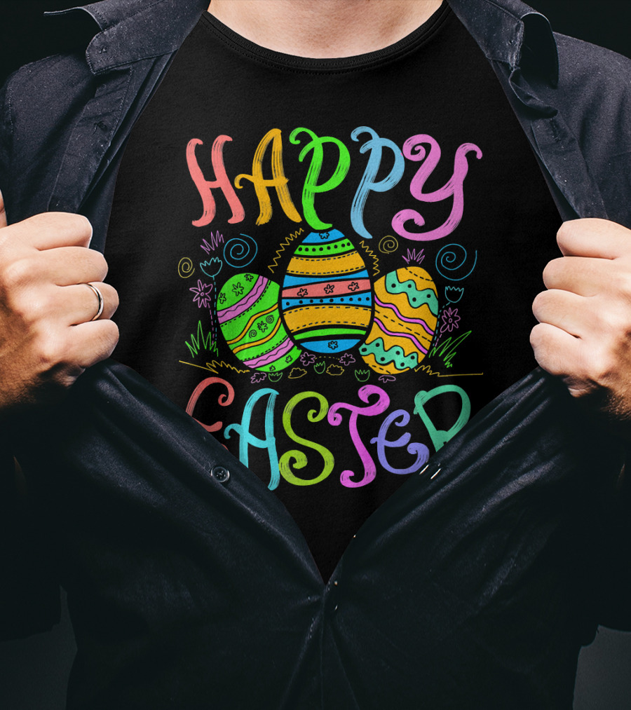 Happy Easter Colorful Eggs Cute Sunday Christian Feas T-Shirt