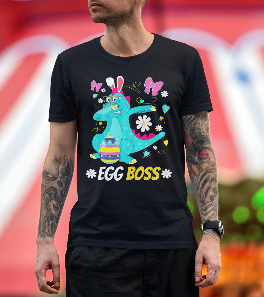 Egg Boss Easter Egg Hunt T-Rex Boys Easter T-Shirt