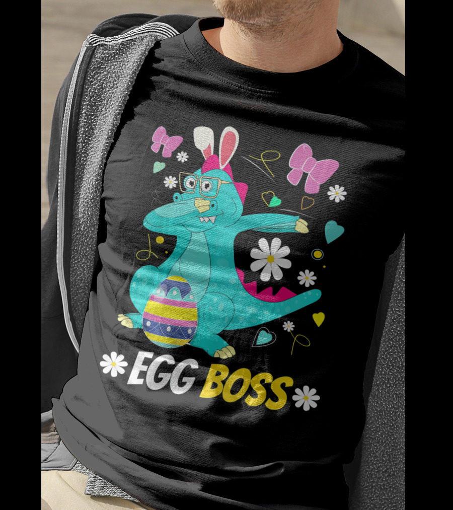 Egg Boss Easter Egg Hunt T-Rex Boys Easter T-Shirt