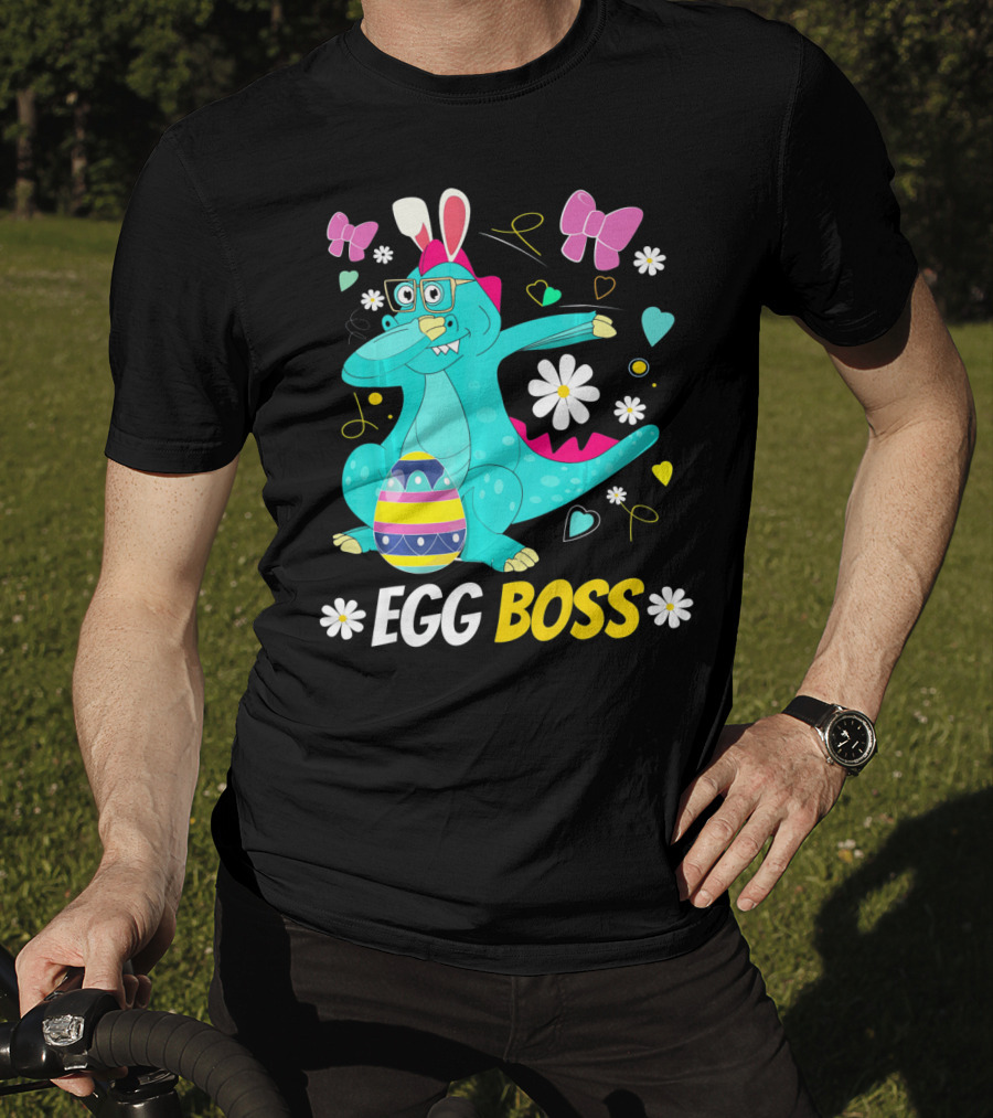 Egg Boss Easter Egg Hunt T-Rex Boys Easter T-Shirt