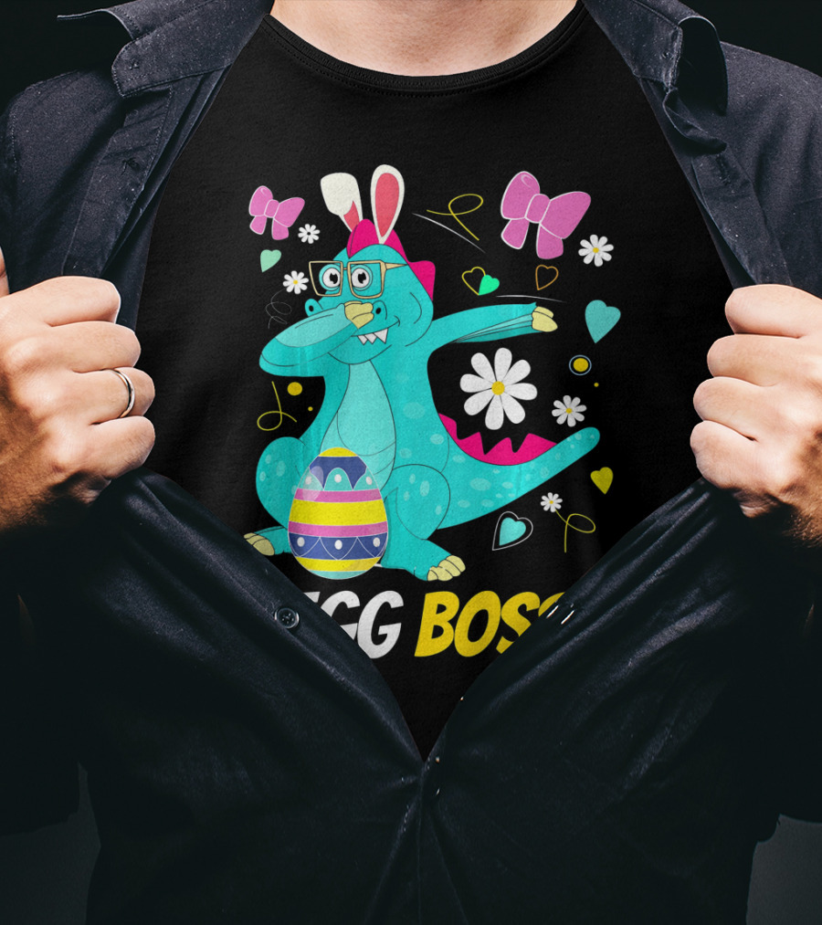 Egg Boss Easter Egg Hunt T-Rex Boys Easter T-Shirt