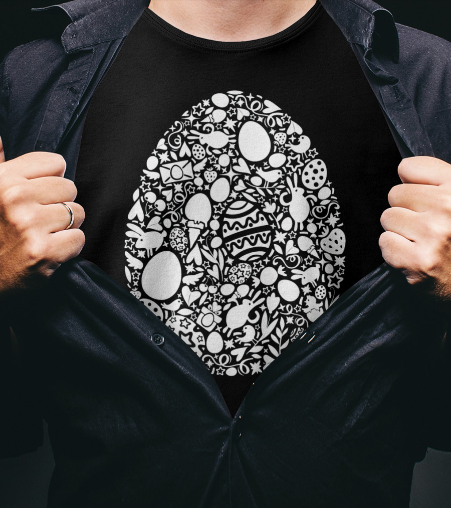 Easter Egg Hunt Pattern With Rabbits And Spring Symbols T-Shirt