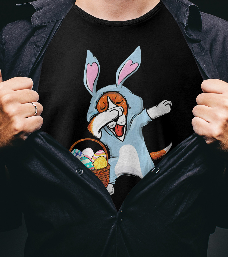 Dabbing Easter Bunny Beagle Dog With Basket Of Eggs T-Shirt