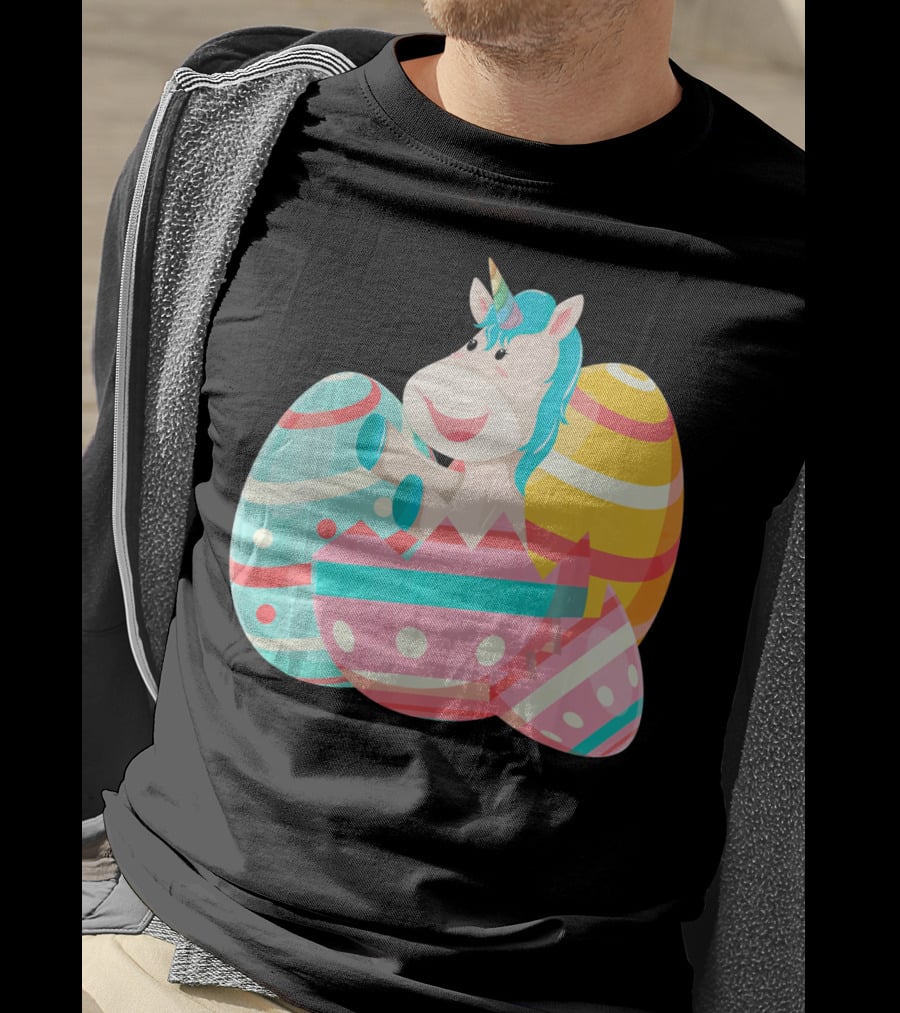 Easter Unicorn With Colorful Easter Eggs T-Shirt