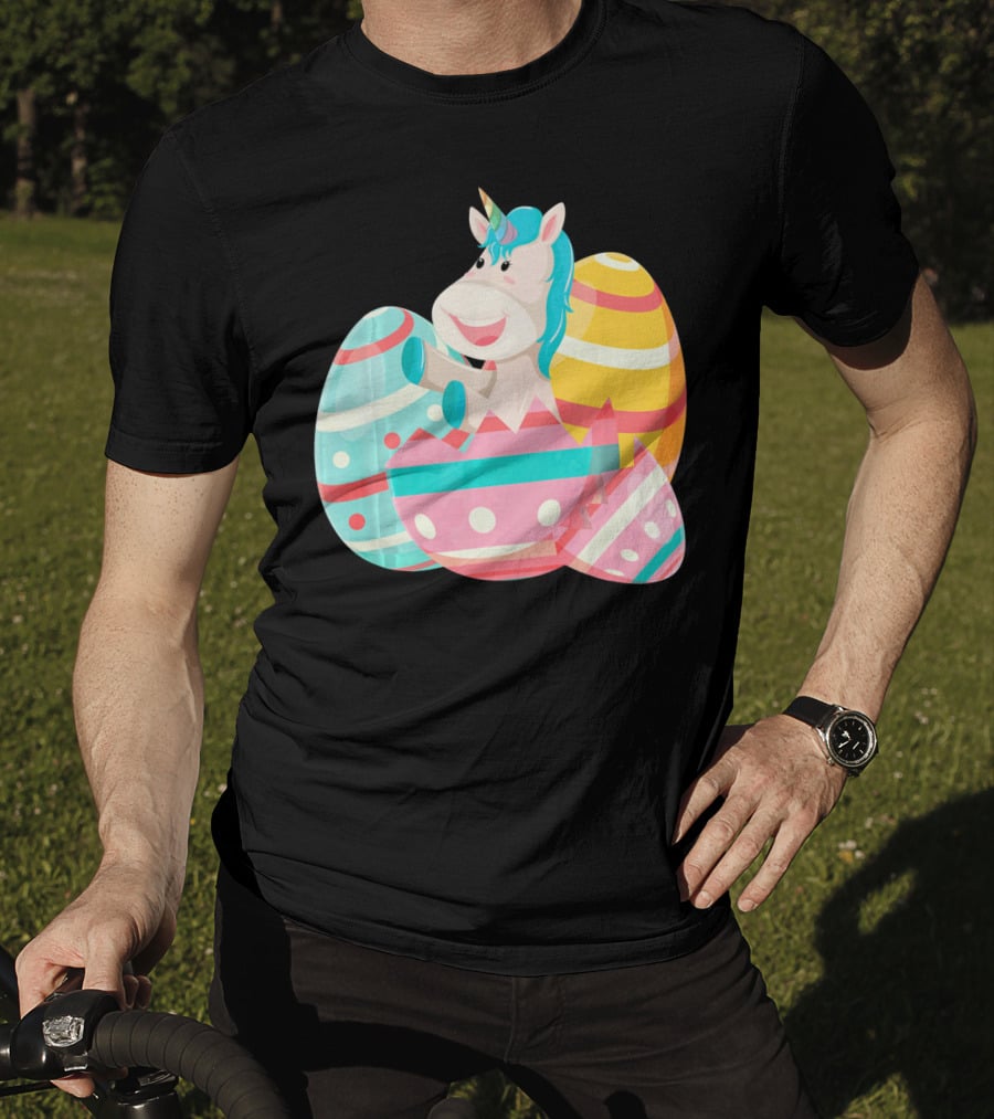 Easter Unicorn With Colorful Easter Eggs T-Shirt