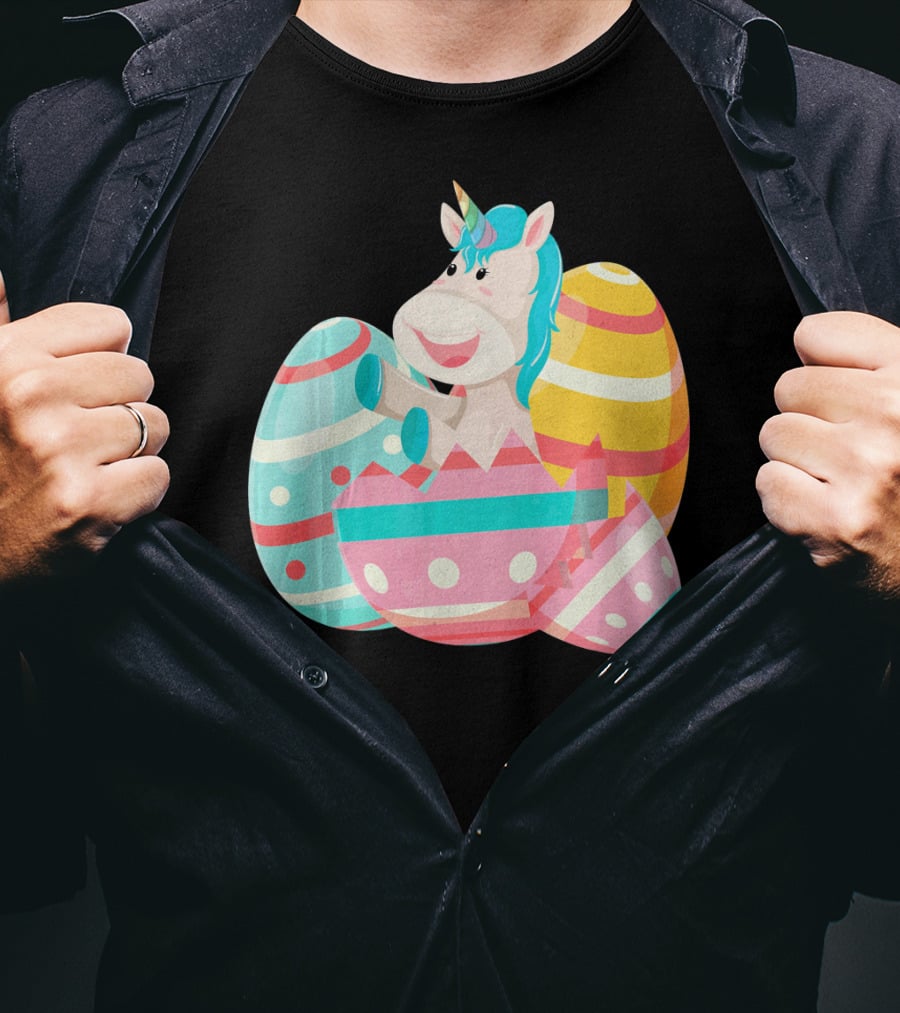 Easter Unicorn With Colorful Easter Eggs T-Shirt