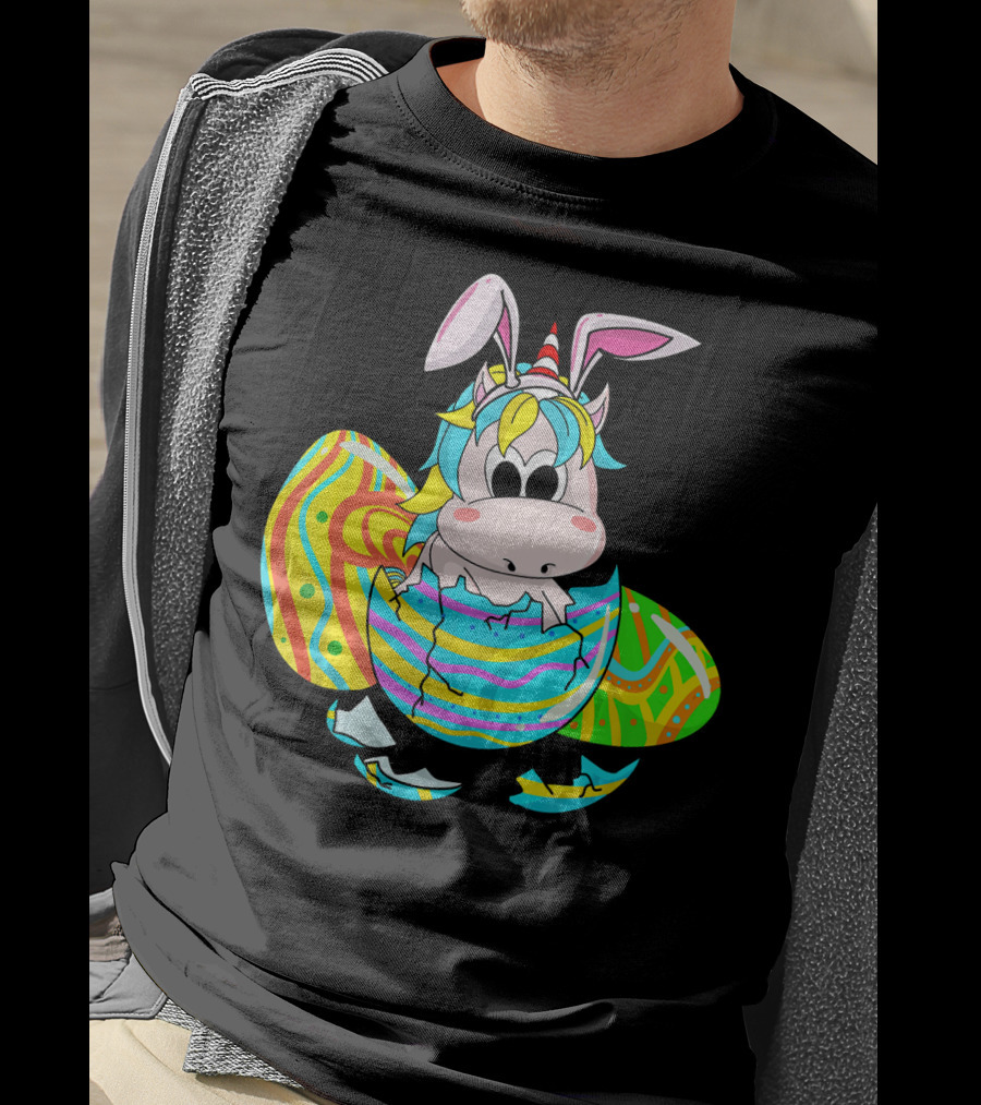 Easter Sunday Unicorn Bunnicorn In Colorful Eggshell T-Shirt