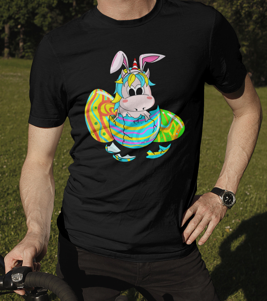 Easter Sunday Unicorn Bunnicorn In Colorful Eggshell T-Shirt