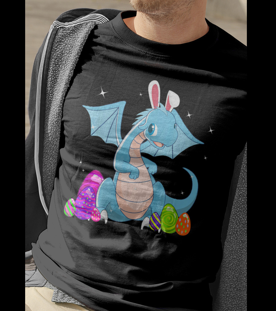 Easter Dragon Bunny Ears With Colorful Eggs T-Shirt