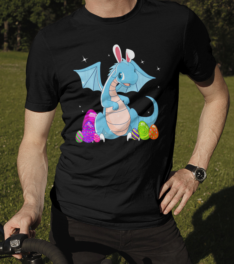 Easter Dragon Bunny Ears With Colorful Eggs T-Shirt