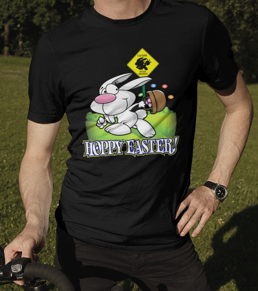 Caution Bunny Crossing Cute Funny Easter Bunny Hoppy Easter T-Shirt
