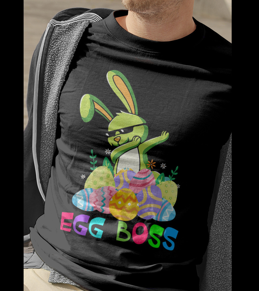 Egg Boss Dabbing Easter Bunny With Colorful Eggs T-Shirt