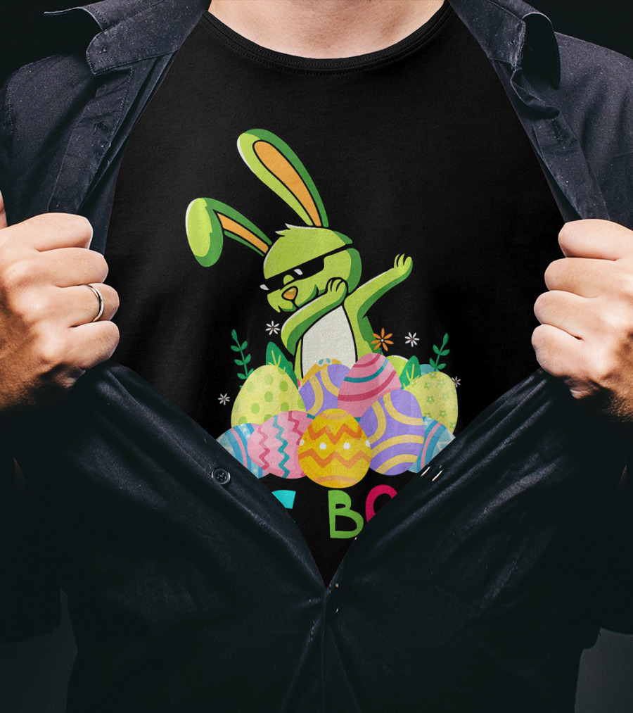 Egg Boss Dabbing Easter Bunny With Colorful Eggs T-Shirt