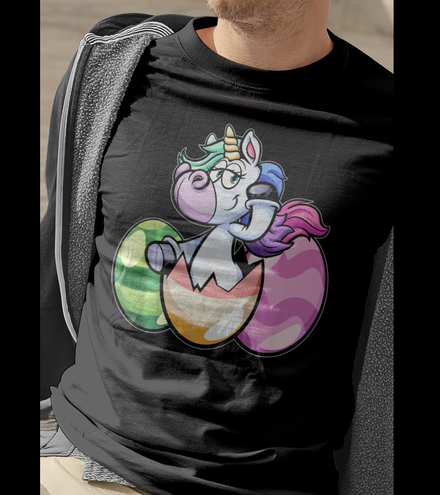 Easter Unicorn Hatching From Colorful Eggs Girls T-Shirt