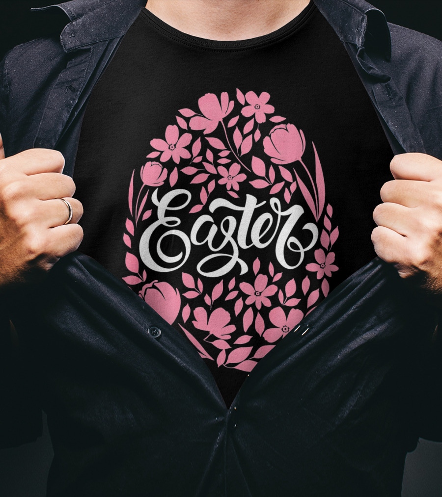 Easter Egg With Pink Flowers T-Shirt