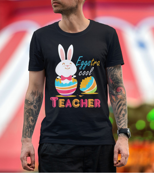Premium T-Shirt: Eggstra Cool Teacher Cute Colored Easter Eggs T-Shirt Eggstra Cool Teacher Cute Colored Easter Eggs T-Shirt
