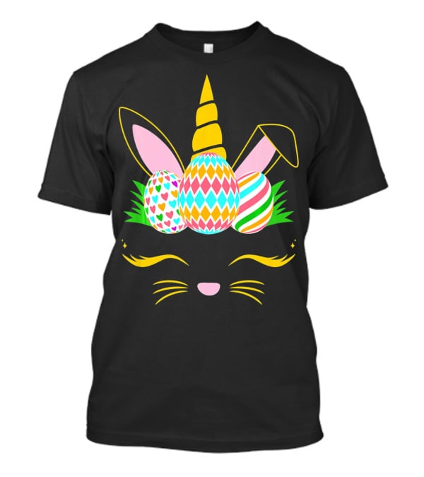 Girls Easter Bunny Rabbit Unicorn Colorful Egg Bunnic T-Shirt