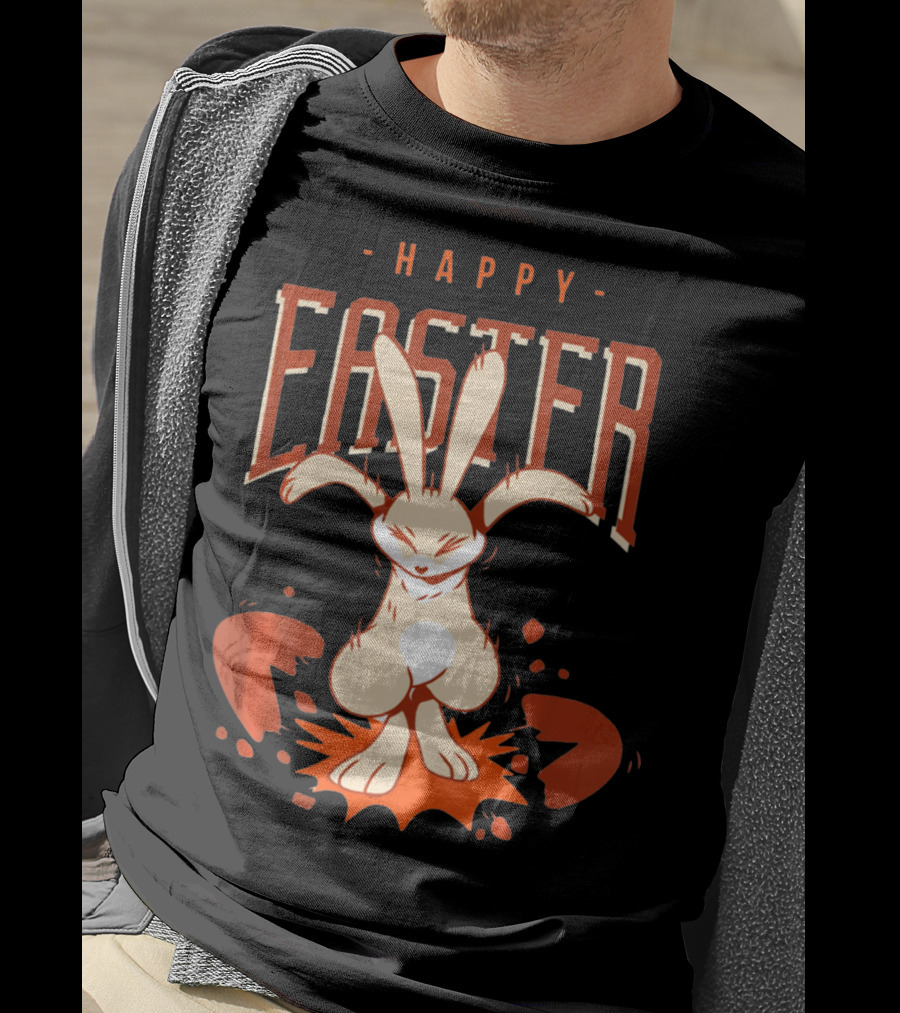 Happy Easter Bunny With Cracked Egg T-Shirt