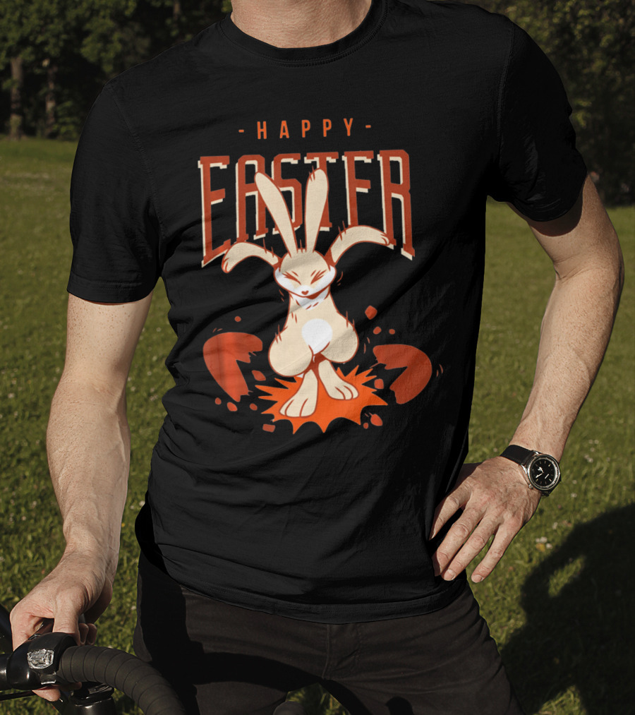 Happy Easter Bunny With Cracked Egg T-Shirt