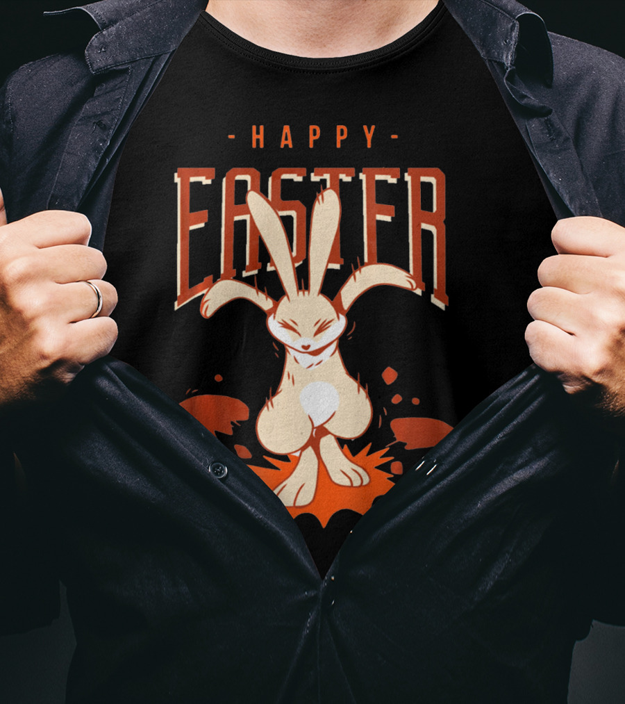 Happy Easter Bunny With Cracked Egg T-Shirt