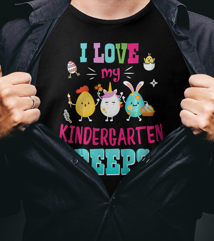 I Love My Kindergarten Peeps Egg Bunny Chick Easter T-Shirt