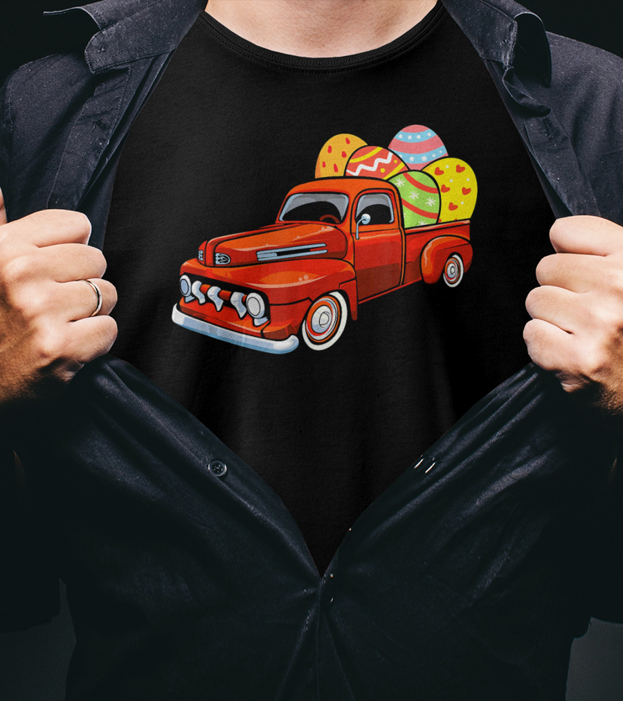 Vintage Easter Egg Pickup Truck With Colorful Eggs T-Shirt