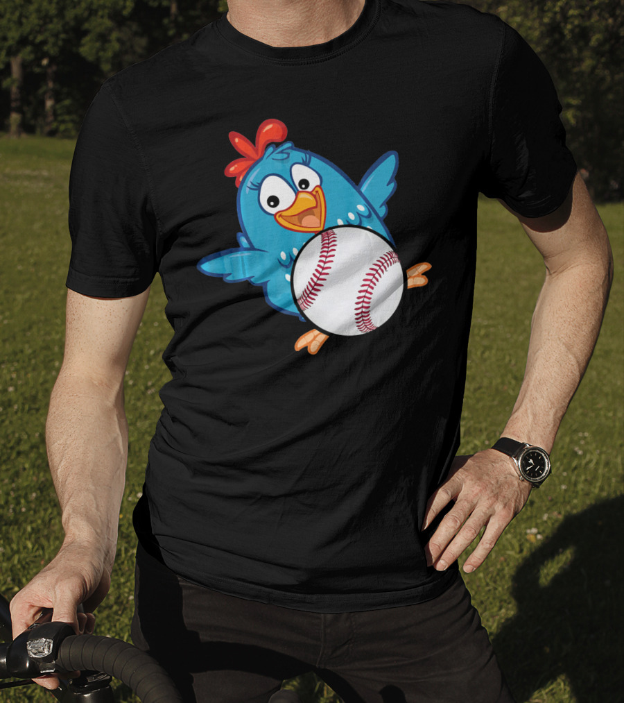 Easter Baseball Egg With Funny Blue Chicken T-Shirt