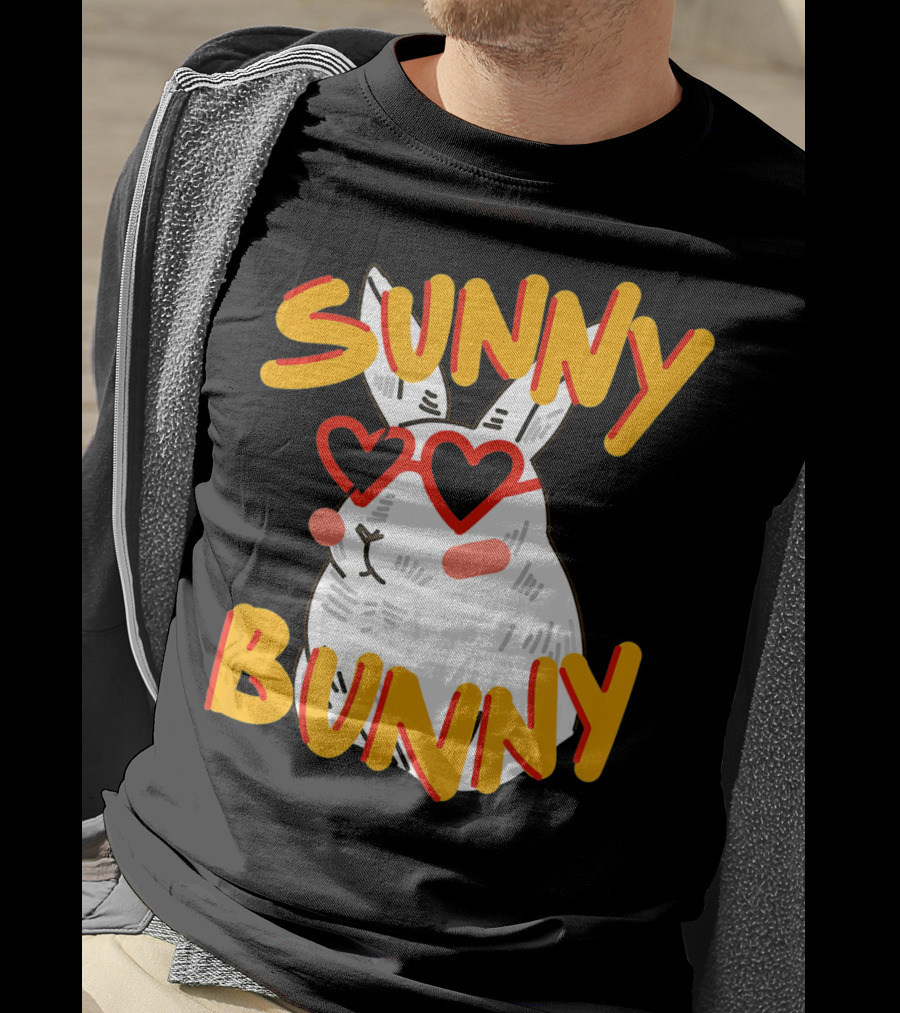 SUNNY BUNNY Cute Happy Easter Heartglass T-Shirt