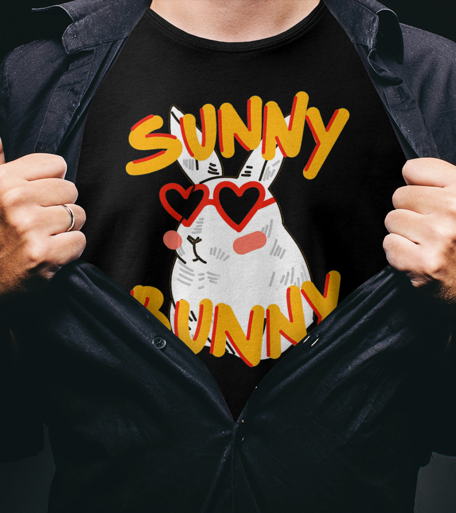 SUNNY BUNNY Cute Happy Easter Heartglass T-Shirt