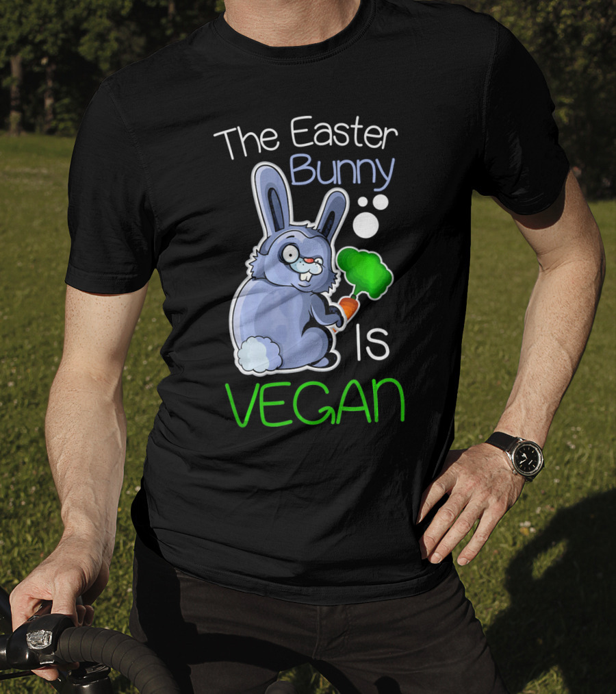 The Easter Bunny Is Vegan Vegetaria Cute Bunny With Carrot And Broccoli T-Shirt