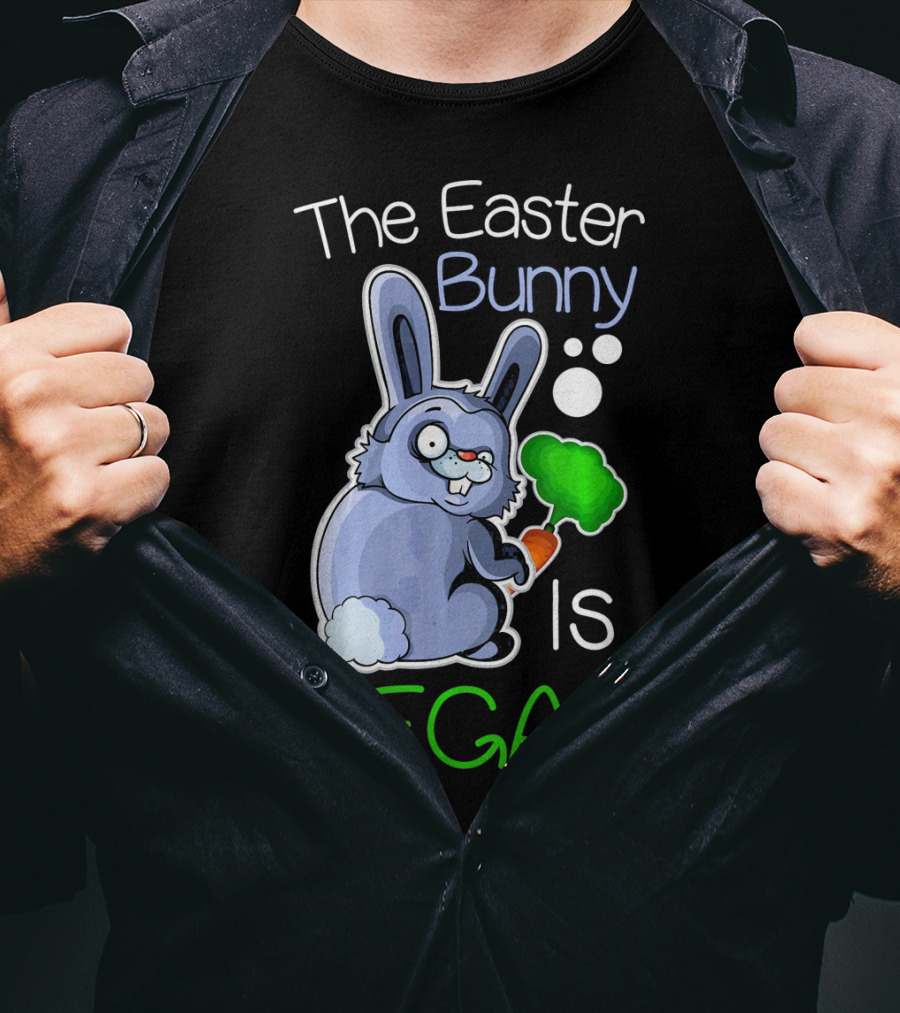 The Easter Bunny Is Vegan Vegetaria Cute Bunny With Carrot And Broccoli T-Shirt