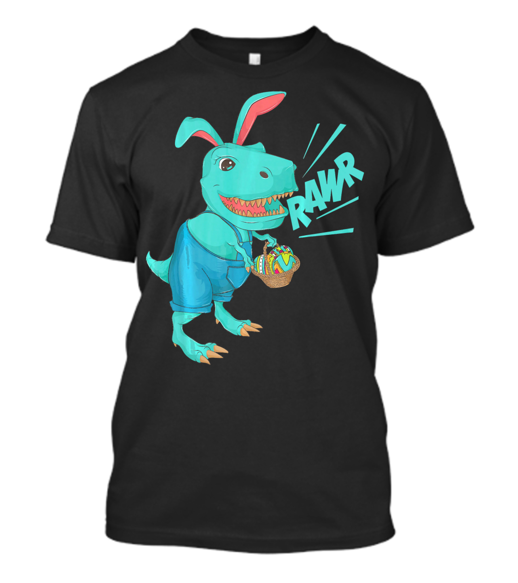 Rawr Dinosaur Easter Bunny Lovers Cute Basket T-Shirt