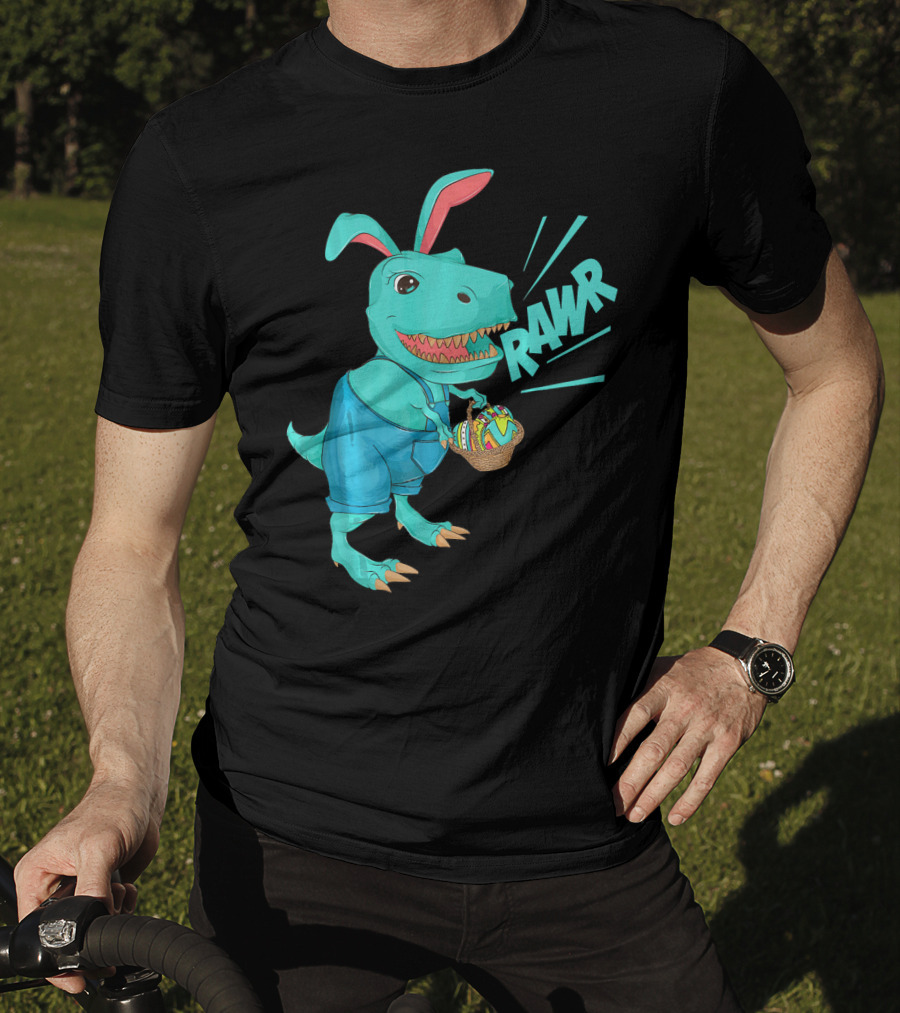 Rawr Dinosaur Easter Bunny Lovers Cute Basket T-Shirt