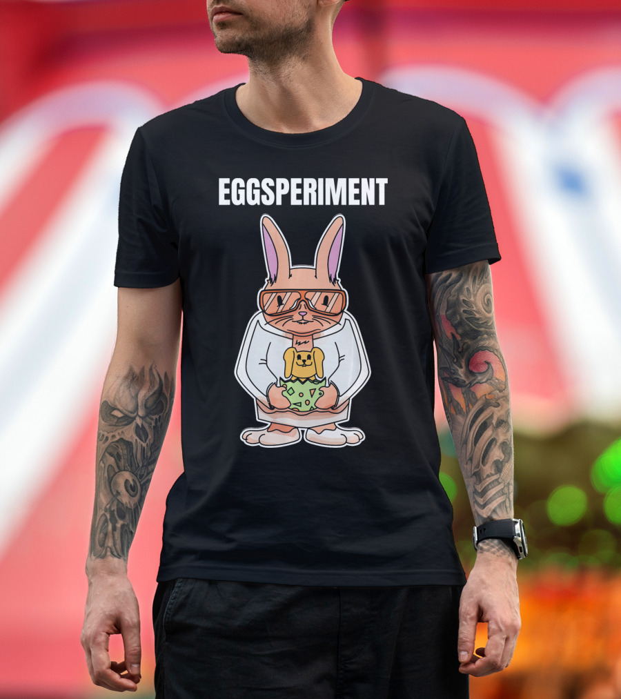 Eggsperiment Easter Bunny Scientist with Toy Rabbit Egg T-Shirt